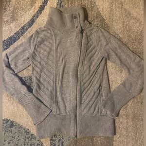 Athleta Mission Moto Sweater Jacket Gray XS